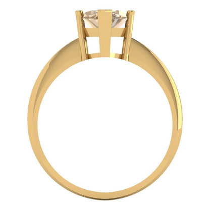 2.5 cttw Yellow Moissanite Solitaire  Engagement Ring - Solid Yellow Gold (VVS1, Marquise Cut ,13x6.5mm)