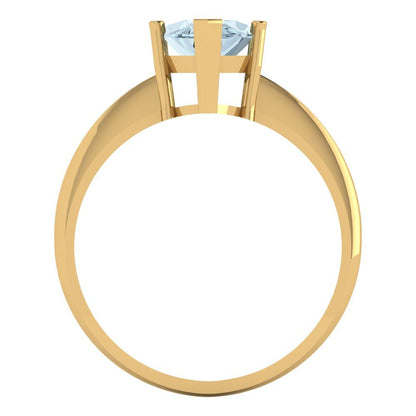 2.5 cttw Natural Aquamarine Solitaire  Engagement Ring - Solid Gold (Marquise Cut ,13x6.5mm)
