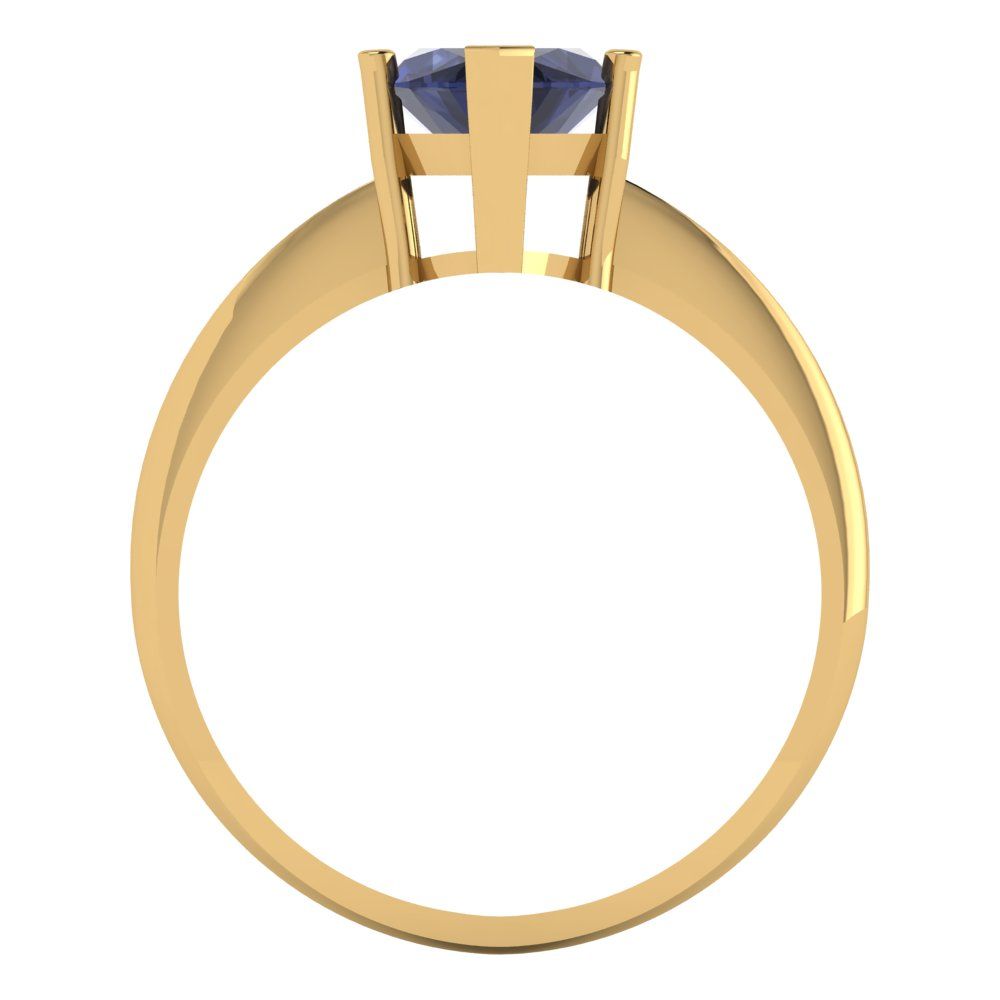 2.5 cttw Simulated Blue Sapphire Solitaire  Engagement Ring - Solid Gold (Marquise Cut ,13x6.5mm)