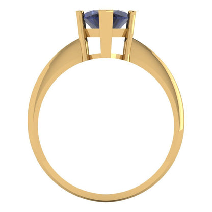 2.5 cttw Simulated Blue Sapphire Solitaire  Engagement Ring - Solid Gold (Marquise Cut ,13x6.5mm)