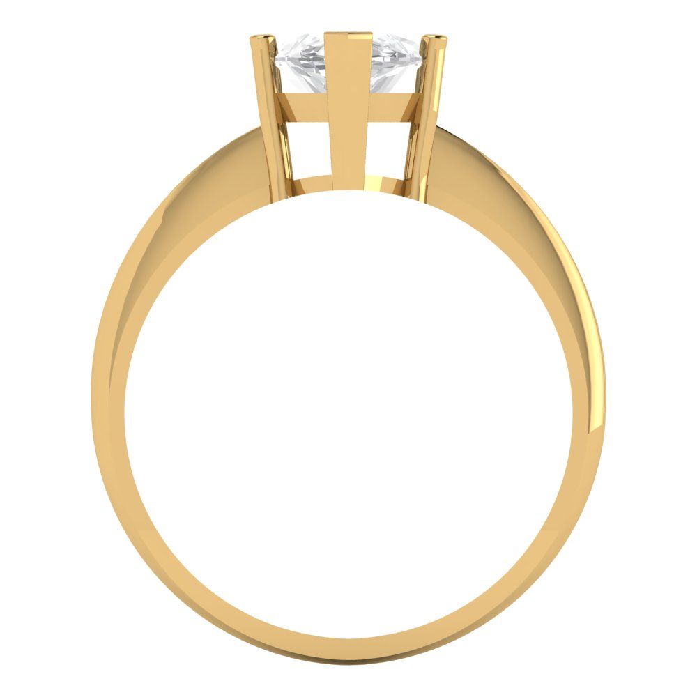 2.5 cttw White Sapphire Solitaire  Engagement Ring - Solid Yellow Gold (VVS1, Marquise Cut ,13x6.5mm)