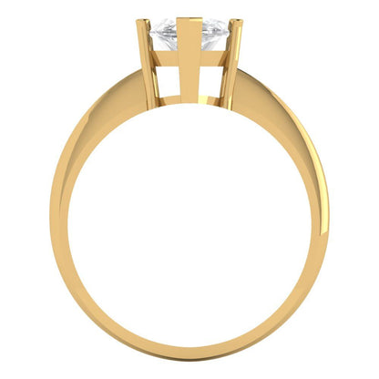 2.5 cttw White Sapphire Solitaire  Engagement Ring - Solid Yellow Gold (VVS1, Marquise Cut ,13x6.5mm)