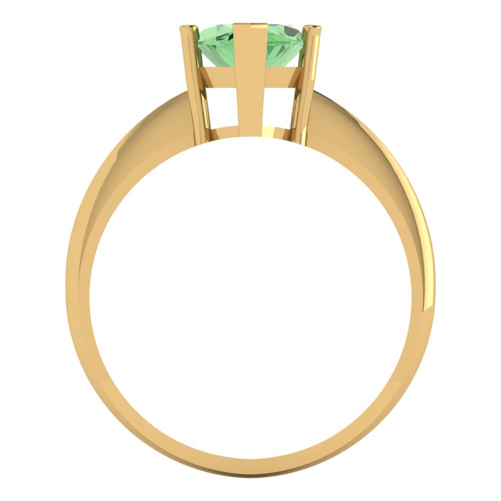 2.5 cttw Zirconia Simulated Green Diamond Solitaire  Engagement Ring - Solid Yellow Gold (VVS1, Marquise Cut ,13x6.5mm)