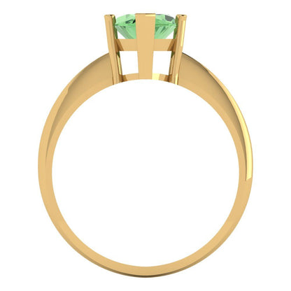 2.5 cttw Zirconia Simulated Green Diamond Solitaire  Engagement Ring - Solid Yellow Gold (VVS1, Marquise Cut ,13x6.5mm)