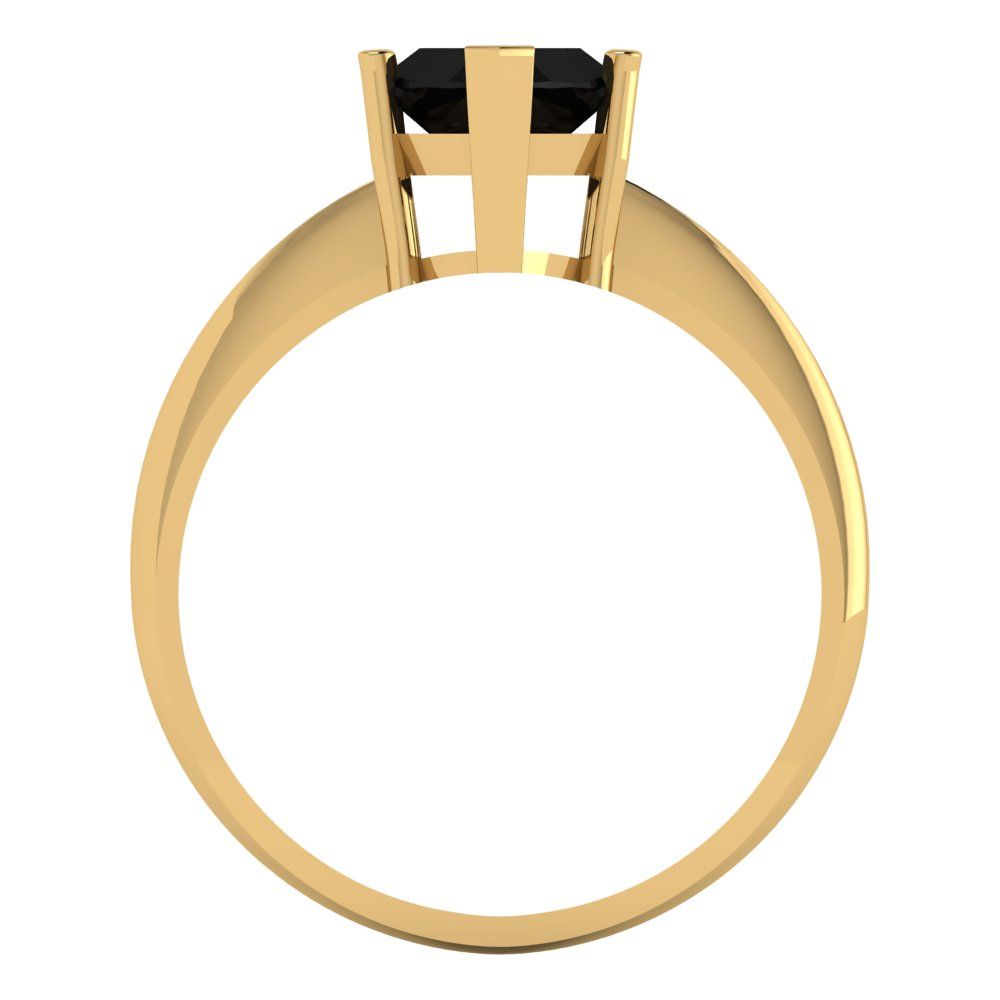 2.5 cttw Natural Onyx Solitaire  Engagement Ring - Solid Gold (Marquise Cut ,13x6.5mm)