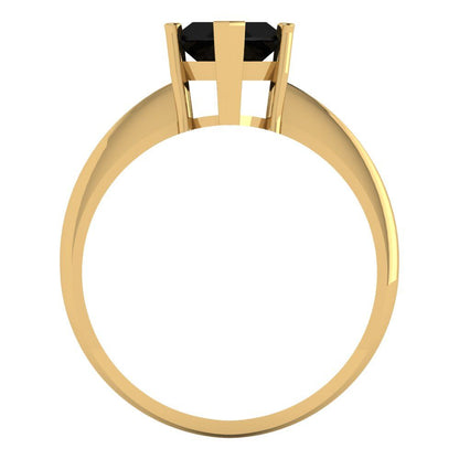 2.5 cttw Natural Onyx Solitaire  Engagement Ring - Solid Gold (Marquise Cut ,13x6.5mm)