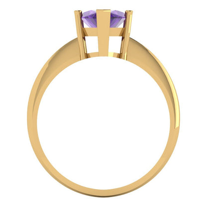 2.5 cttw Natural Amethyst Solitaire  Engagement Ring - Solid Gold (Marquise Cut ,13x6.5mm)