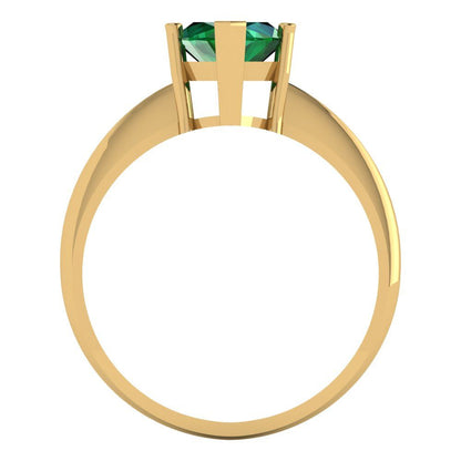 2.5 cttw Simulated Emerald Solitaire  Engagement Ring - Solid Gold (Marquise Cut ,13x6.5mm)