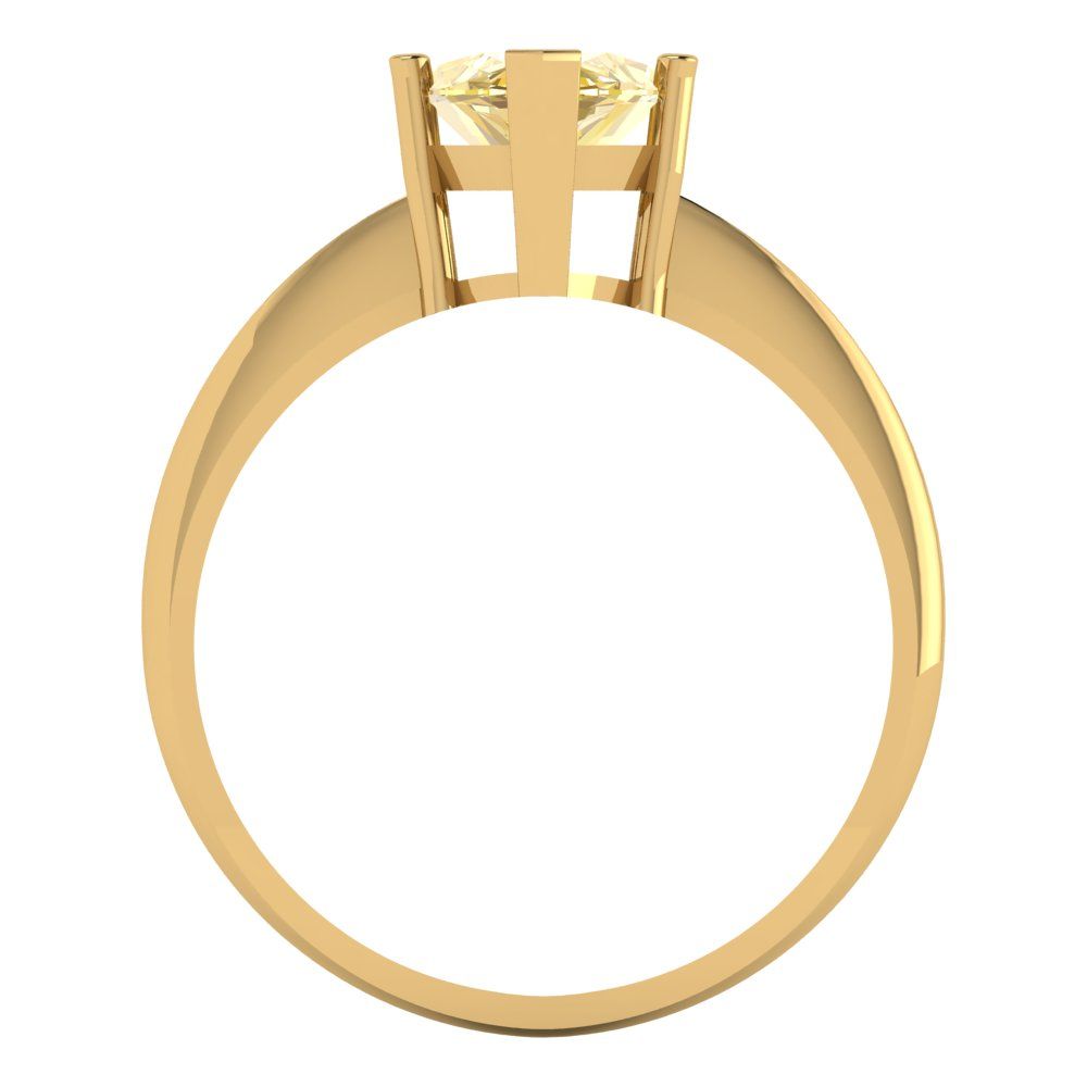 2.5 cttw Zirconia Simulated Yellow Diamond Solitaire  Engagement Ring - Solid Yellow Gold (VVS1, Marquise Cut ,13x6.5mm)