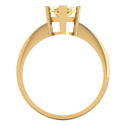 2.5 cttw Zirconia Simulated Yellow Diamond Solitaire  Engagement Ring - Solid Yellow Gold (VVS1, Marquise Cut ,13x6.5mm)