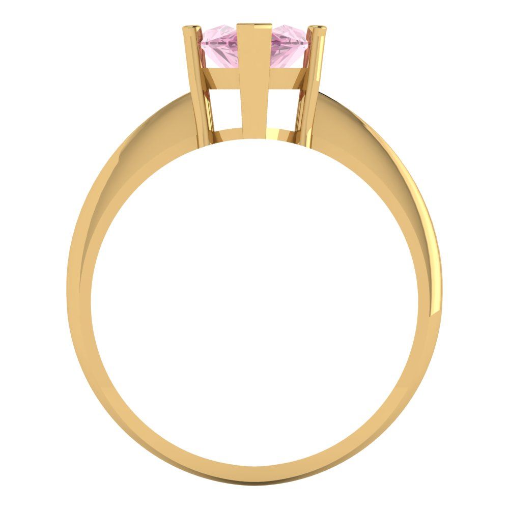 2.5 cttw Zirconia Simulated Pink Diamond Solitaire  Engagement Ring - Solid Yellow Gold (VVS1, Marquise Cut ,13x6.5mm)