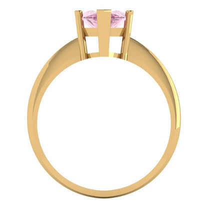 2.5 cttw Zirconia Simulated Pink Diamond Solitaire  Engagement Ring - Solid Yellow Gold (VVS1, Marquise Cut ,13x6.5mm)
