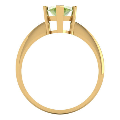 2.5 cttw Natural Peridot Solitaire  Engagement Ring - Solid Gold (Marquise Cut ,13x6.5mm)