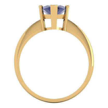 2.5 cttw Simulated Tanzanite Solitaire  Engagement Ring - Solid Gold (Marquise Cut ,13x6.5mm)