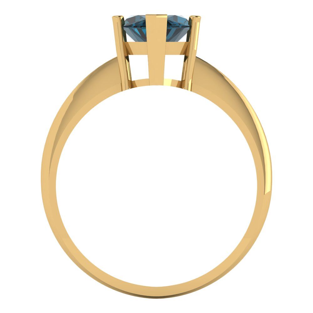 2.5 cttw Natural London Blue Topaz Solitaire  Engagement Ring - Solid Gold (Marquise Cut ,13x6.5mm)