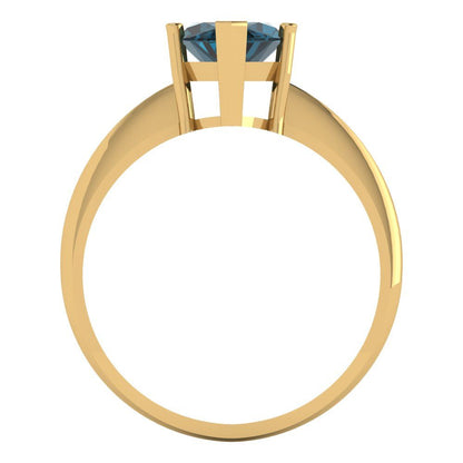 2.5 cttw Natural London Blue Topaz Solitaire  Engagement Ring - Solid Gold (Marquise Cut ,13x6.5mm)