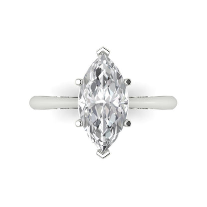2.5 cttw Zirconia Simulated Diamond Solitaire  Engagement Ring - Solid Gold (VVS1, Marquise Cut ,13x6.5mm)
