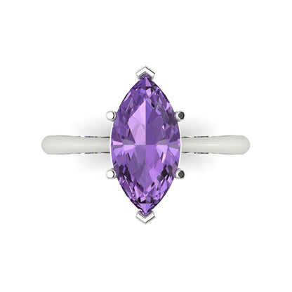 2.5 cttw Simulated Alexandrite Solitaire  Engagement Ring - Solid Gold (Marquise Cut ,13x6.5mm)