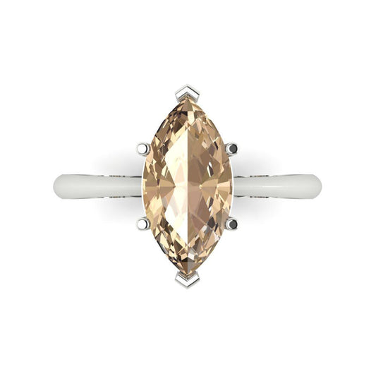 2.5 cttw Yellow Moissanite Solitaire  Engagement Ring - Solid White Gold (VVS1, Marquise Cut ,13x6.5mm)