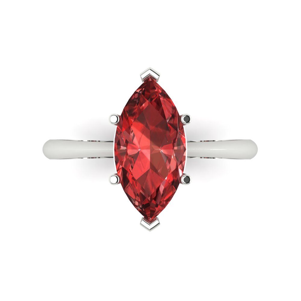 2.5 cttw Natural Garnet Solitaire  Engagement Ring - Solid Gold (Marquise Cut ,13x6.5mm)