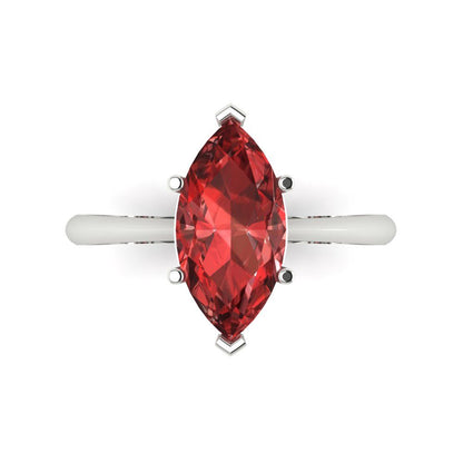 2.5 cttw Natural Garnet Solitaire  Engagement Ring - Solid Gold (Marquise Cut ,13x6.5mm)