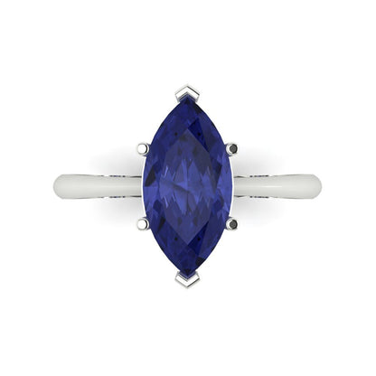 2.5 cttw Simulated Tanzanite Solitaire  Engagement Ring - Solid Gold (Marquise Cut ,13x6.5mm)