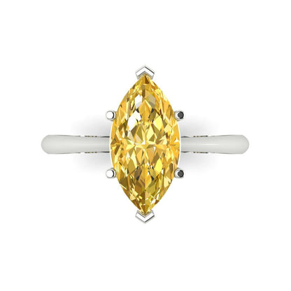 2.5 cttw Natural Citrine Solitaire  Engagement Ring - Solid Gold (Marquise Cut ,13x6.5mm)