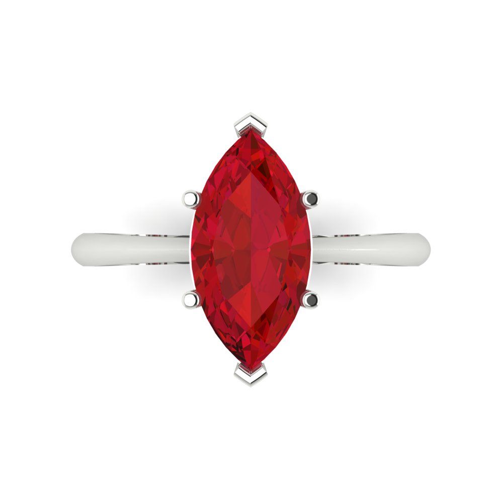 2.5 cttw Simulated Ruby Solitaire  Engagement Ring - Solid Gold (Marquise Cut ,13x6.5mm)