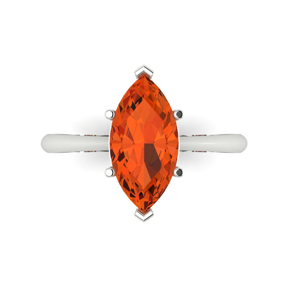 2.5 cttw Zirconia Simulated Red Diamond Solitaire  Engagement Ring - Solid Gold (VVS1, Marquise Cut ,13x6.5mm)