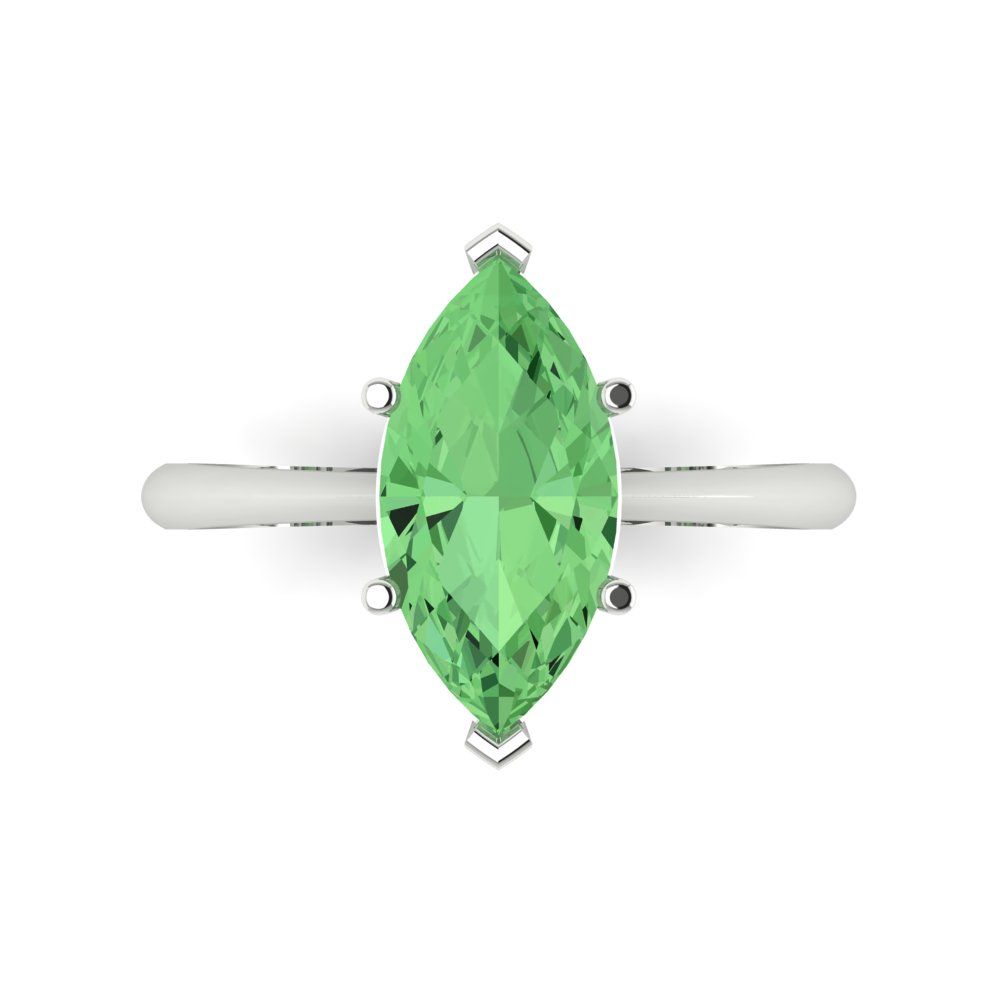 2.5 cttw Zirconia Simulated Green Diamond Solitaire  Engagement Ring - Solid Gold (VVS1, Marquise Cut ,13x6.5mm)