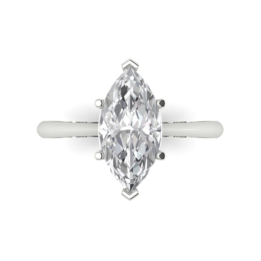 2.5 cttw Certified Moissanite Solitaire  Engagement Ring - Solid Gold (VVS1, D-F,Marquise Cut ,13x6.5mm)