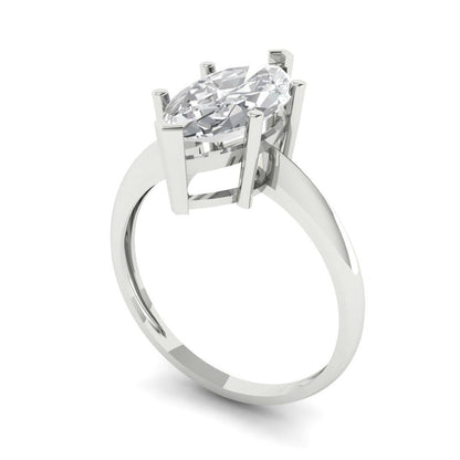 2.5 cttw Zirconia Simulated Diamond Solitaire  Engagement Ring - Solid Gold (VVS1, Marquise Cut ,13x6.5mm)