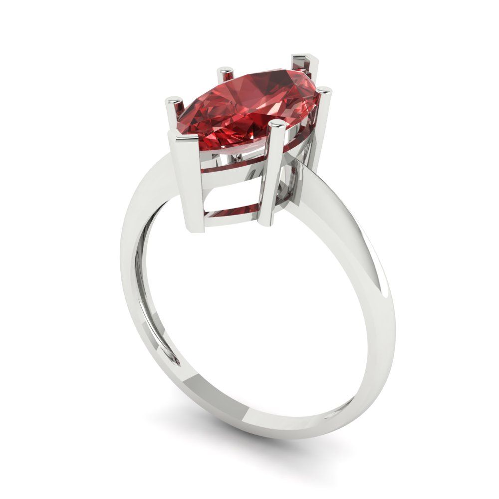 2.5 cttw Natural Garnet Solitaire  Engagement Ring - Solid Gold (Marquise Cut ,13x6.5mm)