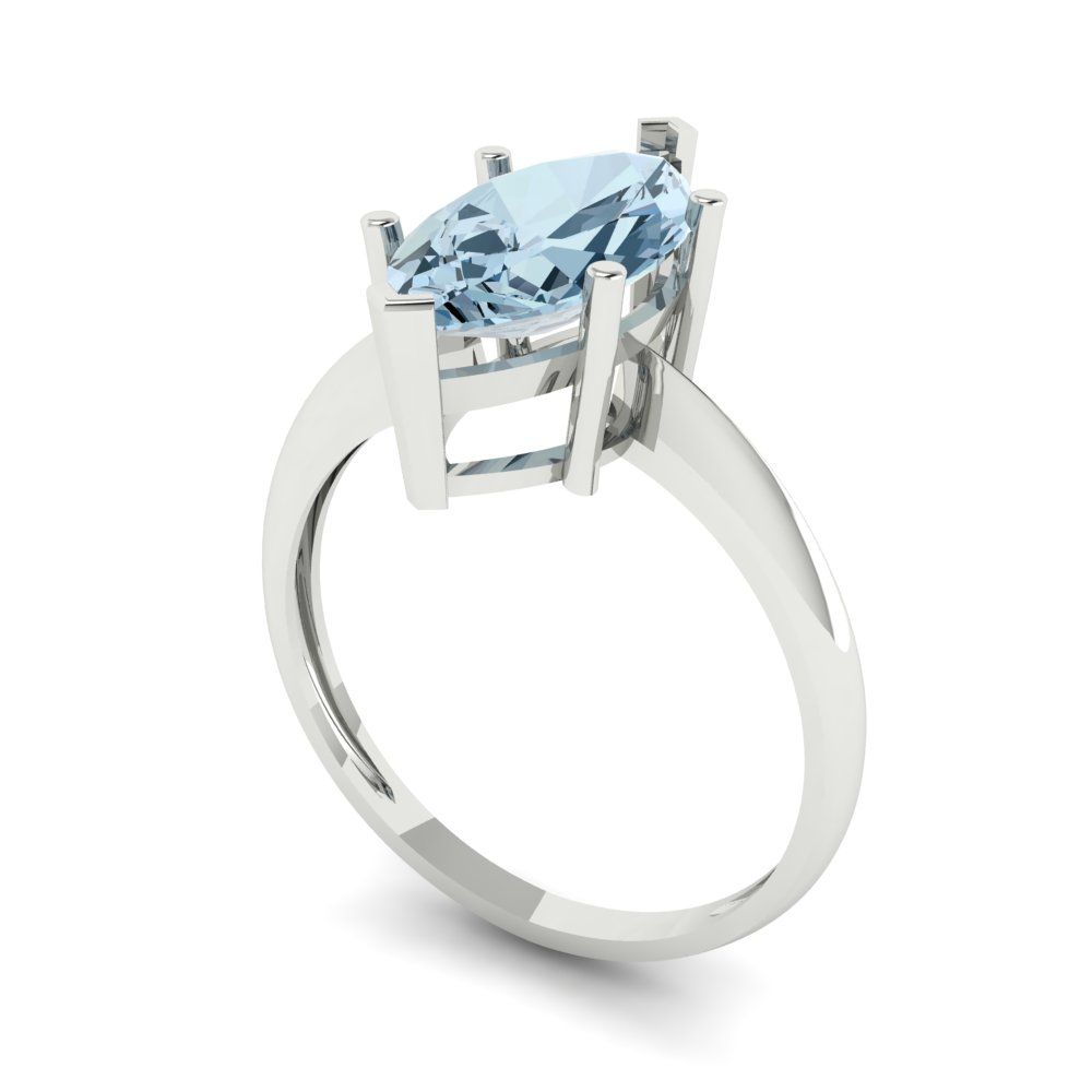2.5 cttw Natural Swiss Blue Topaz Solitaire  Engagement Ring - Solid Gold (Marquise Cut ,13x6.5mm)