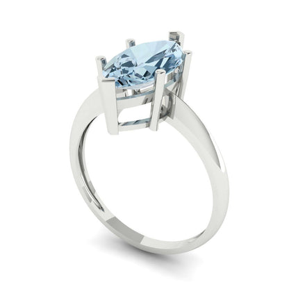 2.5 cttw Natural Swiss Blue Topaz Solitaire  Engagement Ring - Solid Gold (Marquise Cut ,13x6.5mm)