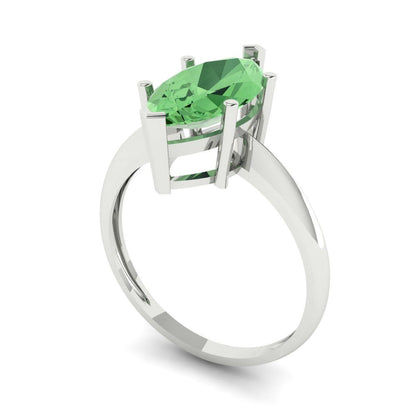 2.5 cttw Zirconia Simulated Green Diamond Solitaire  Engagement Ring - Solid Gold (VVS1, Marquise Cut ,13x6.5mm)