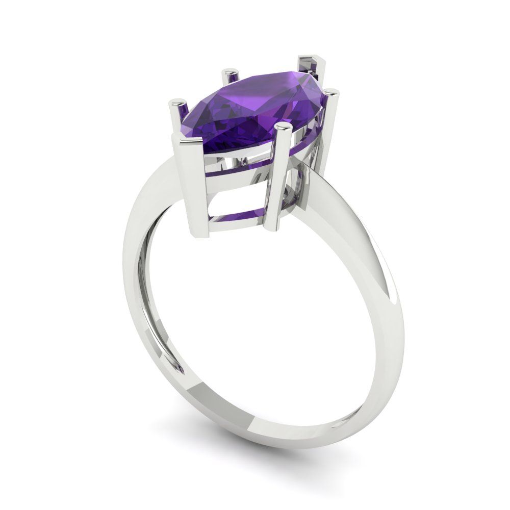 2.5 cttw Natural Amethyst Solitaire  Engagement Ring - Solid Gold (Marquise Cut ,13x6.5mm)