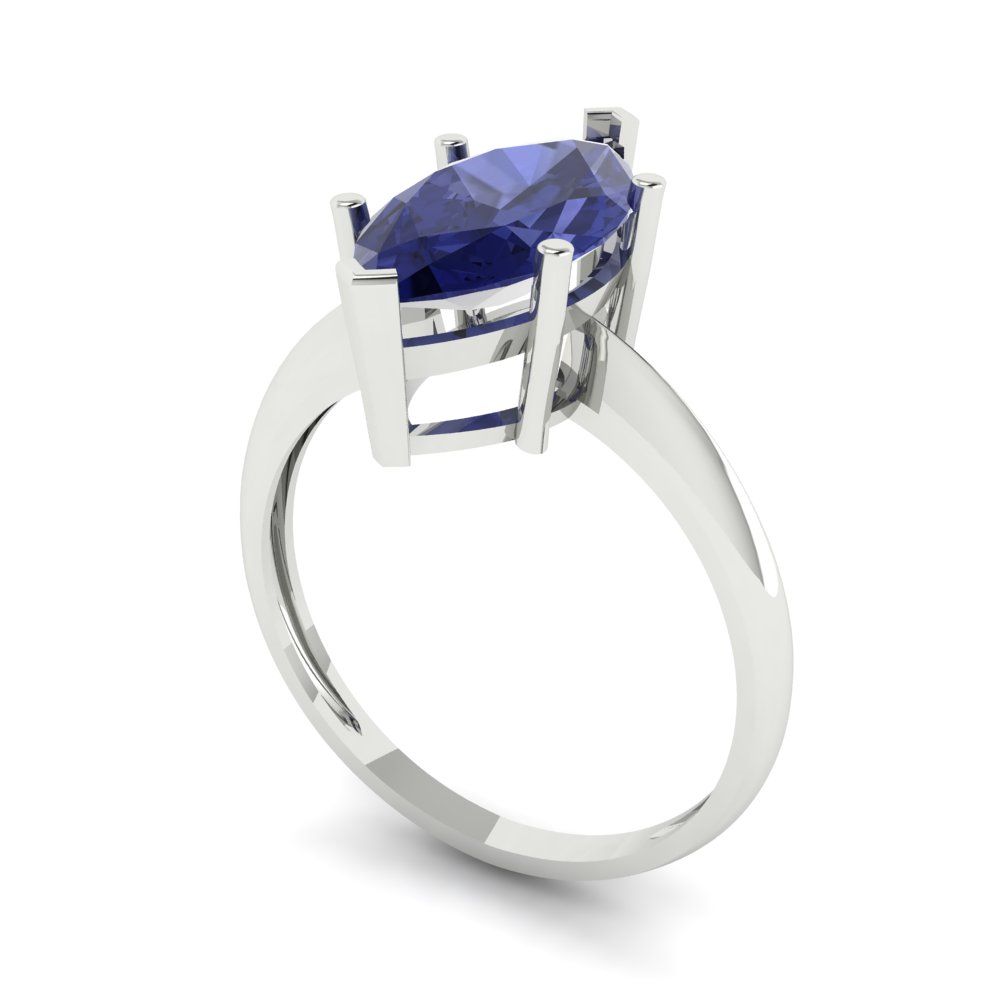 2.5 cttw Simulated Tanzanite Solitaire  Engagement Ring - Solid Gold (Marquise Cut ,13x6.5mm)