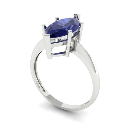 2.5 cttw Simulated Tanzanite Solitaire  Engagement Ring - Solid Gold (Marquise Cut ,13x6.5mm)