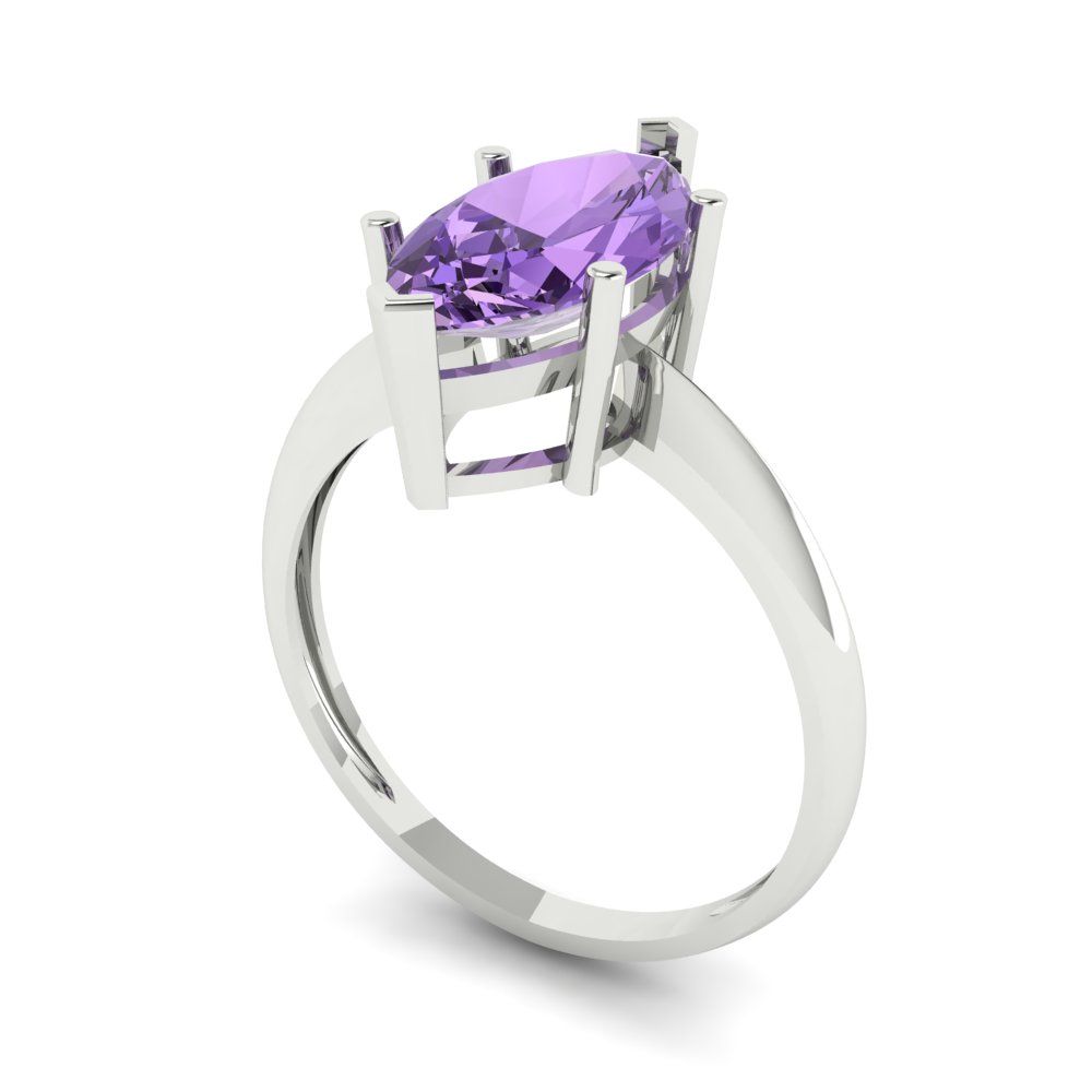 2.5 cttw Simulated Alexandrite Solitaire  Engagement Ring - Solid Gold (Marquise Cut ,13x6.5mm)