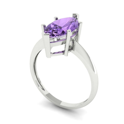 2.5 cttw Simulated Alexandrite Solitaire  Engagement Ring - Solid Gold (Marquise Cut ,13x6.5mm)
