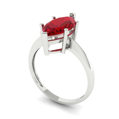2.5 cttw Simulated Ruby Solitaire  Engagement Ring - Solid Gold (Marquise Cut ,13x6.5mm)