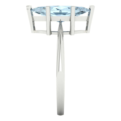 2.5 cttw Natural Swiss Blue Topaz Solitaire  Engagement Ring - Solid Gold (Marquise Cut ,13x6.5mm)