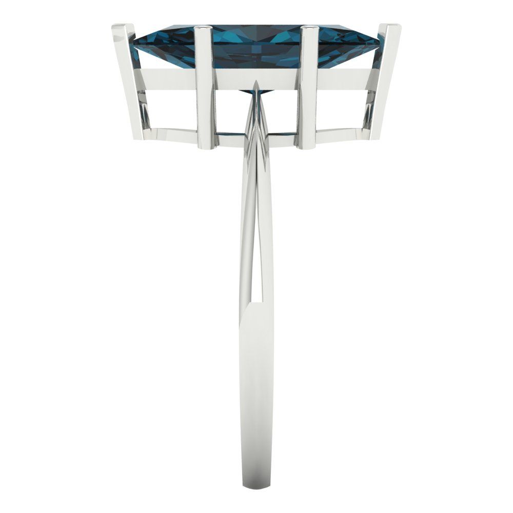 2.5 cttw Natural London Blue Topaz Solitaire  Engagement Ring - Solid Gold (Marquise Cut ,13x6.5mm)