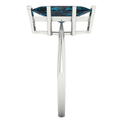 2.5 cttw Natural London Blue Topaz Solitaire  Engagement Ring - Solid Gold (Marquise Cut ,13x6.5mm)