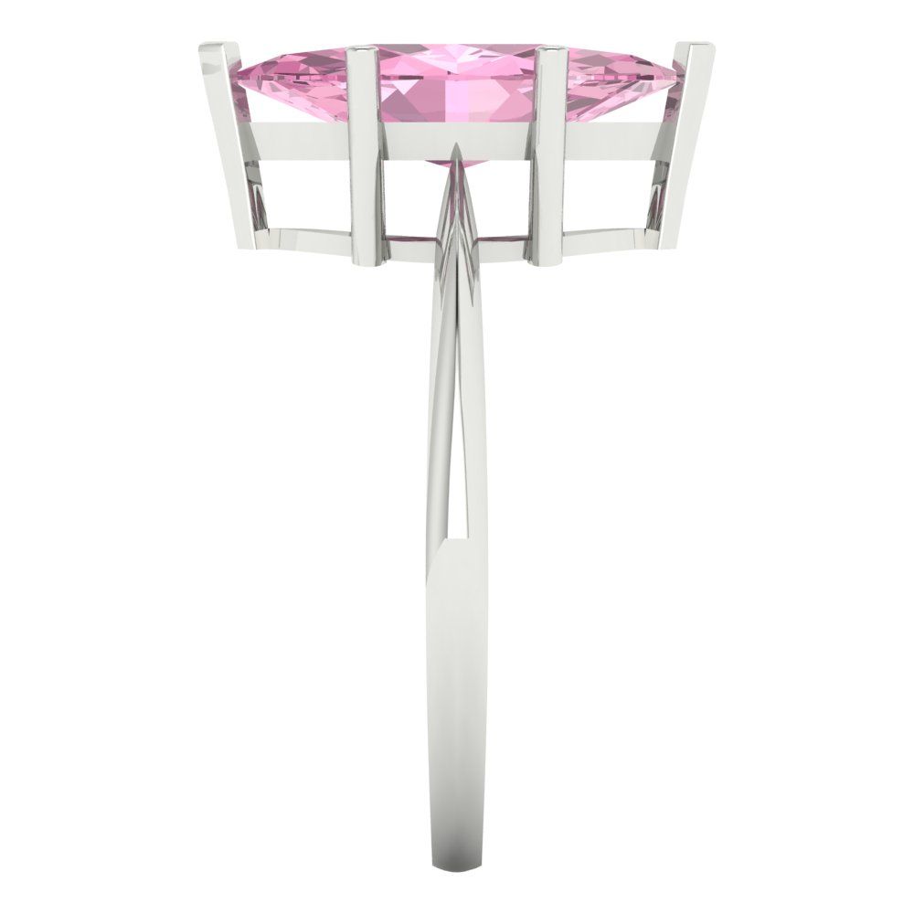 2.5 cttw Zirconia Simulated Pink Diamond Solitaire  Engagement Ring - Solid White Gold (VVS1, Marquise Cut ,13x6.5mm)
