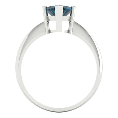 2.5 cttw Natural London Blue Topaz Solitaire  Engagement Ring - Solid Gold (Marquise Cut ,13x6.5mm)
