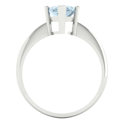 2.5 cttw Natural Aquamarine Solitaire  Engagement Ring - Solid Gold (Marquise Cut ,13x6.5mm)