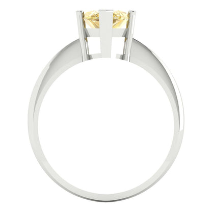2.5 cttw Zirconia Simulated Yellow Diamond Solitaire  Engagement Ring - Solid Gold (VVS1, Marquise Cut ,13x6.5mm)