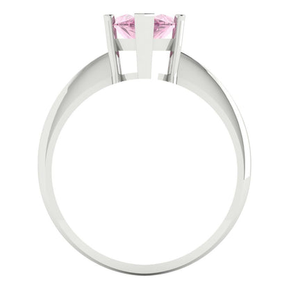 2.5 cttw Zirconia Simulated Pink Diamond Solitaire  Engagement Ring - Solid White Gold (VVS1, Marquise Cut ,13x6.5mm)